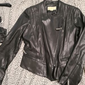 Michael Kors black leather coat